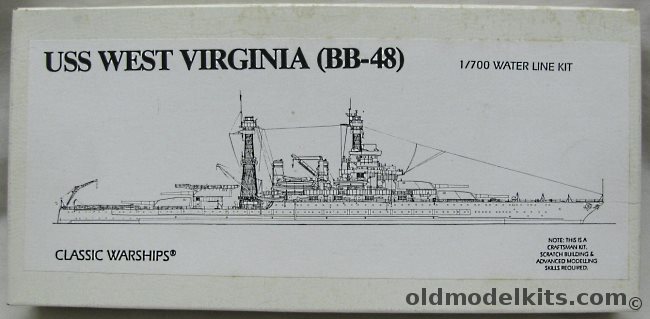 Classic Warships 1/700 USS West Virginia BB48 Battleship 1941 plastic model kit